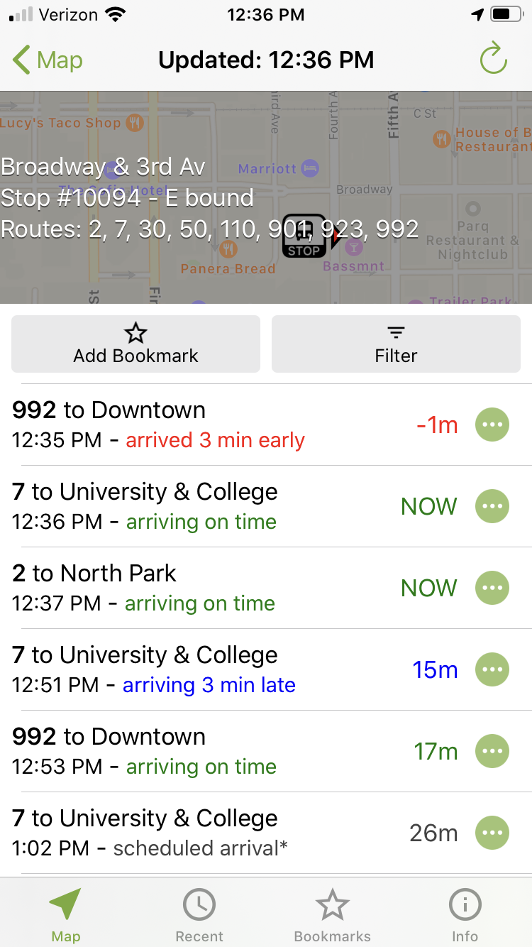 OneBusAway Arrivals List OneBusAway Arrivals List